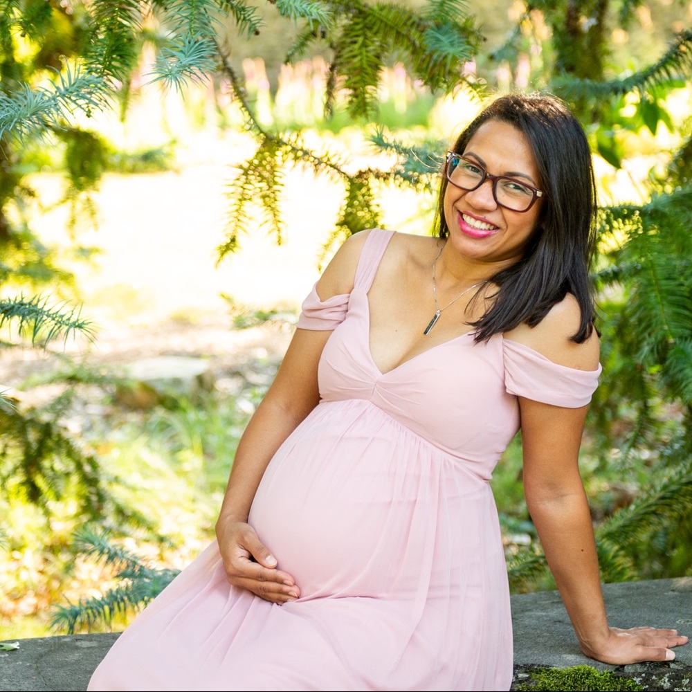 Light Pink Chiffon Maternity Evening Gown